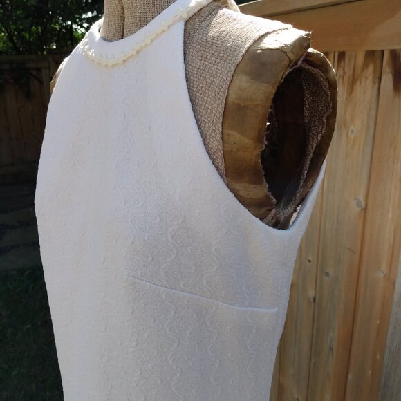 Vintage 60s Dress White Sleeveless Summer 35" Bust 32" Waist Mod GoGo Retro - Picture 5 of 12